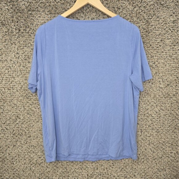 Talbots Top Womens Plus 1X Blue‎ Scoop Neck Short Sleeve Tee Stretch Casual - Picture 7 of 7